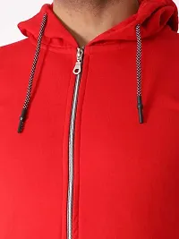 Men's Plain Full Sleeves Regular Fit Cotton Rich Pullover Ziper Hoodie Sweatshirt for Winter wear (Multicolor and Size M=38,L=40,XL=42) (Red, S)-thumb3
