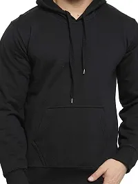 CYCUTA Men's Plain Full Sleeves Regular Fit Cotton Fleece Round Neck Hooded Sweatshirt for Winter Wear (Multicolor and Size M=38,L=40,XL=42) (Black, M)-thumb2