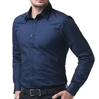 Men's Plain Full Sleeve Shirts for Men for Formal Wear Cotton Shirts,Available Sizes M=38,L=40,XL=42 (M, Navy)-thumb1