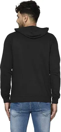 CYCUTA Men's Plain Full Sleeves Regular Fit Polycotton Fleece Round Neck Hooded Sweatshirt for Winter Wear (Multicolor and Size M=38,L=40,XL=42) (Black, M)-thumb2