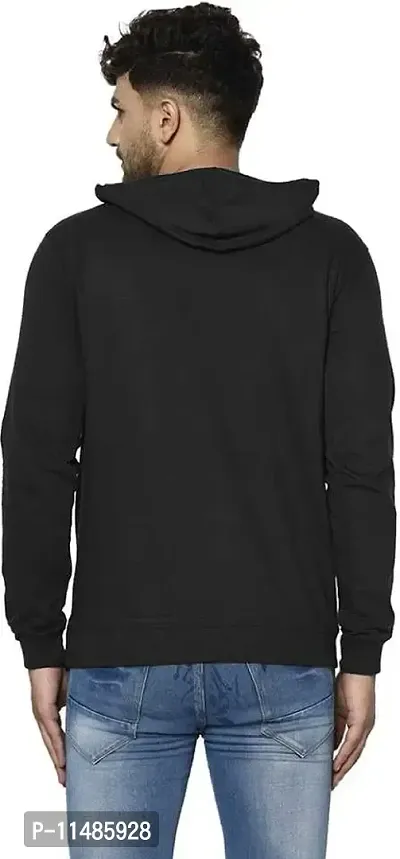 CYCUTA Men's Plain Full Sleeves Regular Fit Polycotton Fleece Round Neck Hooded Sweatshirt for Winter Wear (Multicolor and Size M=38,L=40,XL=42) (Black, M)-thumb3