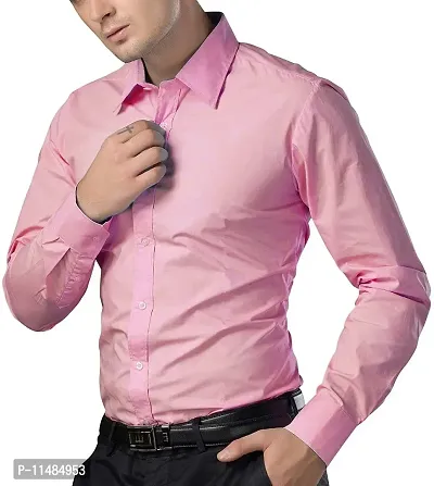 CYCUTA Cottton Shirts for Men,Formal Use Shirts for Men, Available Sizes M=38,L=40,XL=42 (Pink, Small)-thumb2