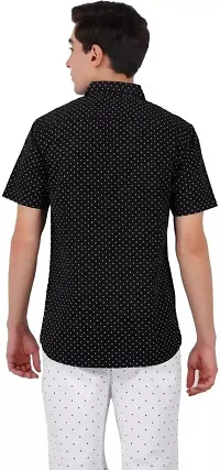 Polka Print Dot Cotton Half Sleeve Formal Wear Cotton Shirts for Men,Available Sizes M=38,L=40,XL=42 (S, Black)-thumb2