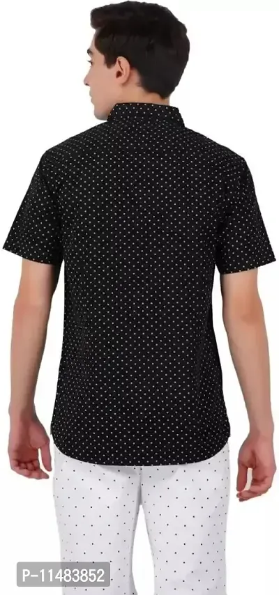 Polka Print Dot Cotton Half Sleeve Formal Wear Cotton Shirts for Men,Available Sizes M=38,L=40,XL=42 (S, Black)-thumb3