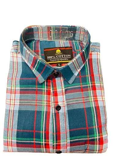 Men's Full Sleeve Check Print Shirts for Men for Formal Wear Cotton Shirts,Available Sizes M=38,L=40,XL=42 (M, BlueChckShrt)