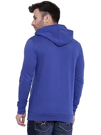 CYCUTA Men's Plain Full Sleeves Regular Fit Cotton Fleece Round Neck Hooded Sweatshirt for Winter Wear (Multicolor and Size M=38,L=40,XL=42) (Blue, M)-thumb1