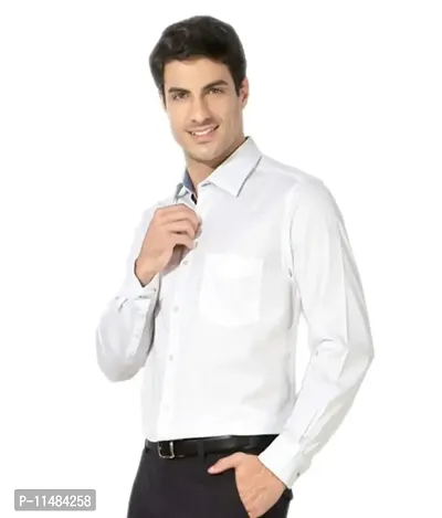 CYCUTA Plain Cottton Shirts for Men,Pure Cotton Shirts for Men, Available Sizes M=38,L=40,XL=42 (White, Small)-thumb2