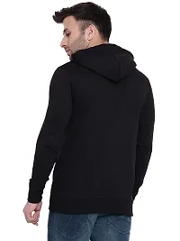 CYCUTA Men's Plain Full Sleeves Regular Fit Polycotton Fleece Round Neck Hooded Sweatshirt for Winter Wear (Multicolor M=38,L=40,XL=42) (Black, XL)-thumb3