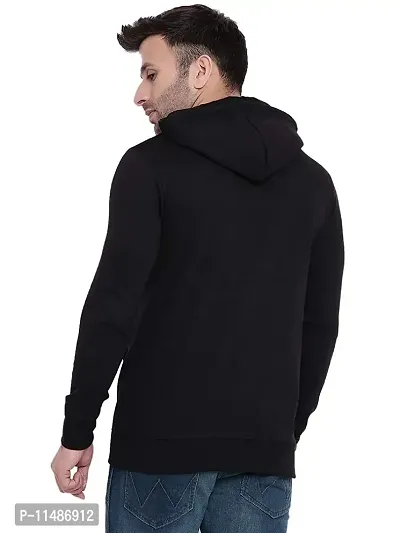 CYCUTA Men's Plain Full Sleeves Regular Fit Polycotton Fleece Round Neck Hooded Sweatshirt for Winter Wear (Multicolor M=38,L=40,XL=42) (Black, XL)-thumb4