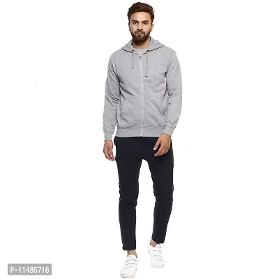 Men's Plain Full Sleeves Regular Fit Cotton Rich Pullover Ziper Hoodie Sweatshirt for Winter wear (Multicolor and Size M=38,L=40,XL=42) (Light Grey, S)-thumb3