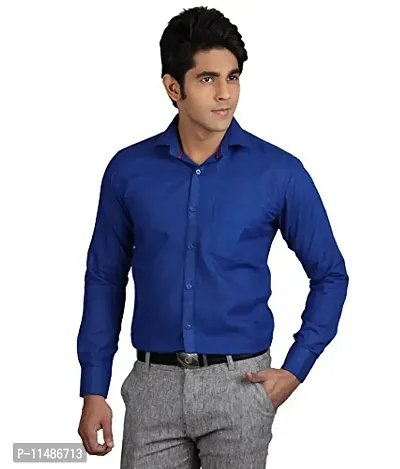 CYCUTA Plain Cottton Shirts for Men,Pure Cotton Shirts for Men, Available Sizes M=38,L=40,XL=42 (Blue, Large)