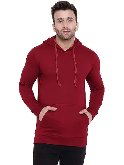 CYCUTA Men's Plain Full Sleeves Regular Fit Cotton Fleece Round Neck Hooded Sweatshirt for Winter Wear (Multicolor and Size M=38,L=40,XL=42)