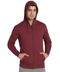 CYCUTA Men's Plain Full Sleeves Regular Fit Ziper Hoodie Sweatshirt for Winter wear (Multicolor and Size M=38,L=40,XL=42) (Maroon, L)-thumb3