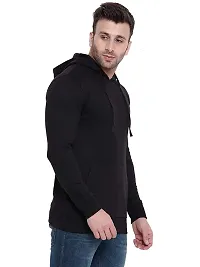 CYCUTA Men's Plain Full Sleeves Regular Fit Polycotton Fleece Round Neck Hooded Sweatshirt for Winter Wear (Multicolor M=38,L=40,XL=42) (Black, XL)-thumb1