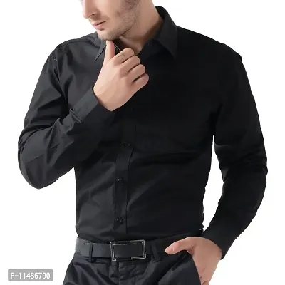 CYCUTA Cottton Shirts for Men,Formal Use Shirts for Men, Available Sizes M=38,L=40,XL=42 (Black, Small)-thumb2