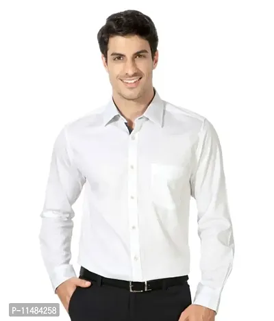 CYCUTA Plain Cottton Shirts for Men,Pure Cotton Shirts for Men, Available Sizes M=38,L=40,XL=42 (White, Small)-thumb0