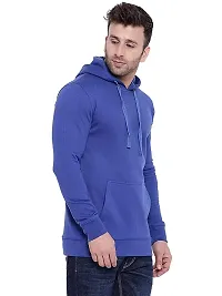 CYCUTA Men's Plain Full Sleeves Regular Fit Cotton Fleece Round Neck Hooded Sweatshirt for Winter Wear (Multicolor and Size M=38,L=40,XL=42) (Blue, M)-thumb2