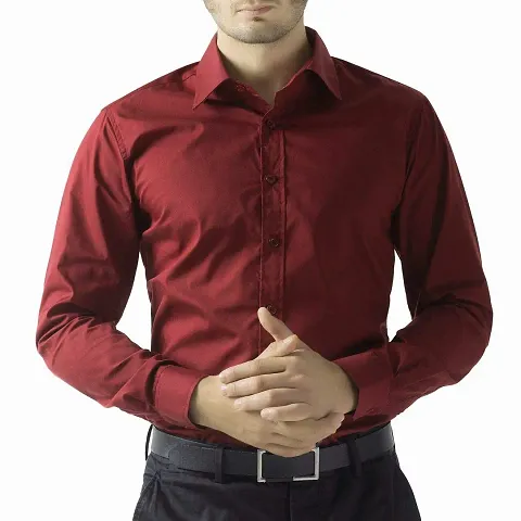 Men's Plain Full Sleeve Shirts for Men for Formal Wear Shirts,Available Sizes M=38,L=40,XL=42 (M, Maroon)