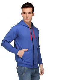 CYCUTA Men's Plain Full Sleeves Regular Fit Cotton Ziper Hoodie Sweatshirt for Winter wear (Multicolor and Size M=38,L=40,XL=42) (Blue, XL)-thumb2