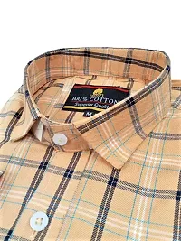 Men's Full Sleeve Check Print Shirts for Men for Formal Wear Cotton Shirts,Available Sizes M=38,L=40,XL=42 (L, Yellow)-thumb1