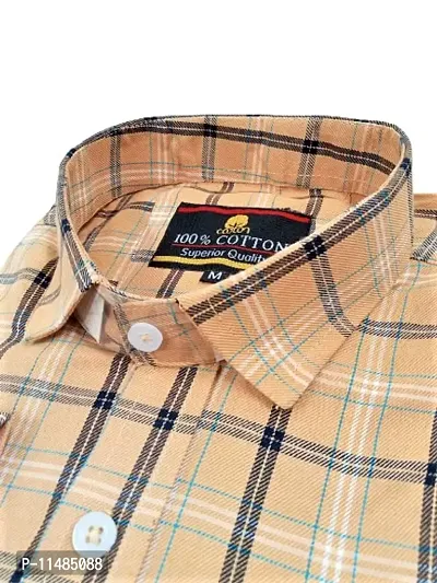 Men's Full Sleeve Check Print Shirts for Men for Formal Wear Cotton Shirts,Available Sizes M=38,L=40,XL=42 (L, Yellow)-thumb2
