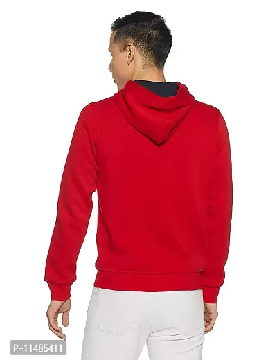 CYCUTA Men's Plain Full Sleeves Regular Fit Cotton Ziper Hoodie Sweatshirt for Men (Multicolor and Size M=38,L=40,XL=42) (Red, XL)-thumb2