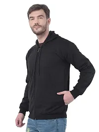 CYCUTA Men's Plain Full Sleeves Regular Fit Ziper Hoodie Sweatshirt for Winter wear (Multicolor and Size M=38,L=40,XL=42) (Black, M)-thumb1