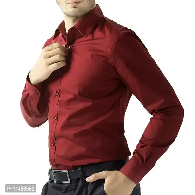 CYCUTA Cottton Shirts for Men,Formal Use Shirts for Men, Available Sizes M=38,L=40,XL=42 (Maroon, X-Large)-thumb2