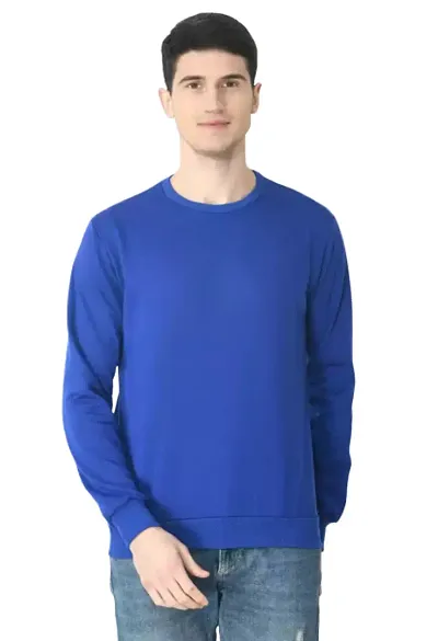 IndiWeaves Men's Fleece Warm Solid Round Neck Full Sleeve Sweatshirt for Winter [Pack of 1]