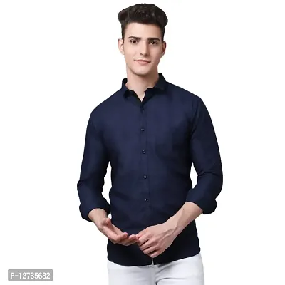 Mens Regular Fit Full Long/Sleeve Cotton Cutway Collar Summer wear Shirt-thumb0