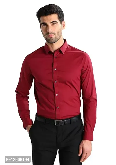 Mens Regular Fit Full Sleeve Cotton Cutway Collar Formal Shirt-thumb0