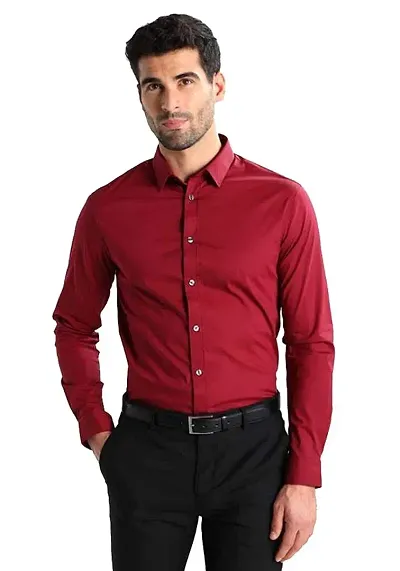 Men's Cotton Solid Long Sleeve Formal Shirt