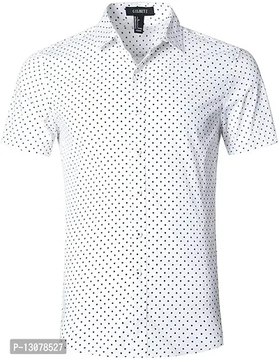 Mens Regular Fit Half Sleeve Cotton Cutway Summer Polka Dot Shirt