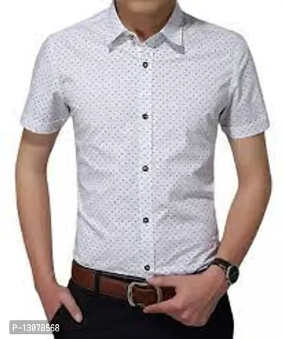 Mens Regular Fit Half Sleeve Cotton Cutway Collar Summer Wear Polka Dot Shirt-thumb0