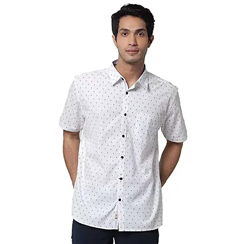 Mens Regular Fit Half Sleeve Summer wear Sread Collar Polka Dot Shirt