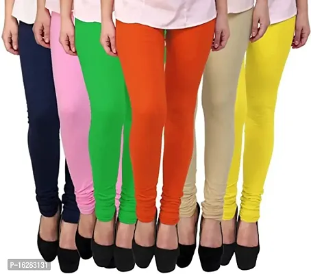 Women Regular Fit Full length Free Size Cotton Churidar Summer Wear Legging Combo-6