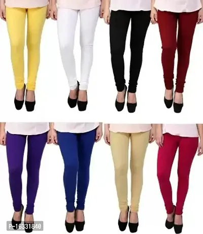 Women Regular Fit Full Length Cotton Churidar Summer Wear Free Size Legging Combo-8