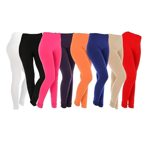 Aashish Fabrics Women's Plus Size Cotton Lycra Leggings (Pack of 8)