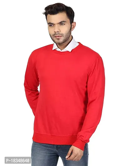 Men's Regular Fit Full Sleeve (Winter Wear) Fleece Fabric Red Sweatshirt-thumb0