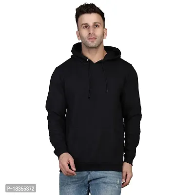 Men's Regular Fit Full Sleeve Febric Fleece Hooded Neck Winter Wear Hoodie (Black)