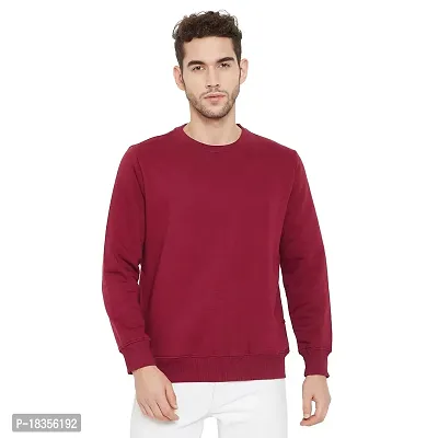 Men's Regular Fit Full Sleeve (Winter Wear) Fleece Fabric Maroon Sweatshirt