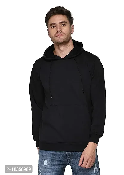 Men's Regular Fit Fabric Fleece Hooded Neck Winter Wear Hoodie (Black)