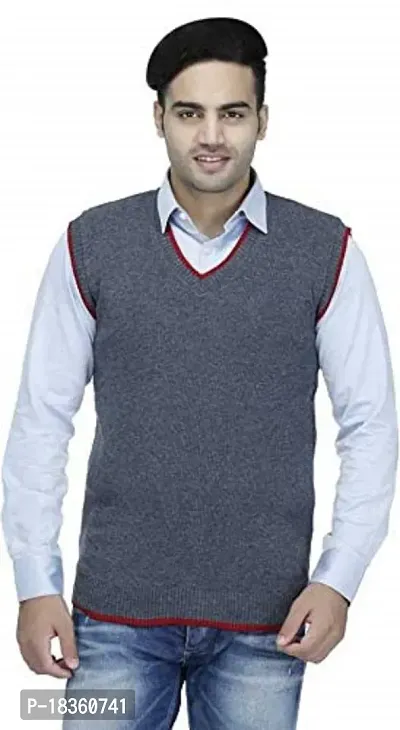 Men's Regular Fit Half Desiner Sweater Dark Grey-thumb0