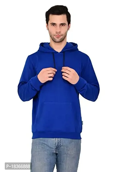 Men's Regular Fit Full Sleeve Fabric Fleece Hooded Neck Winter Wear Hoodie (Blue)