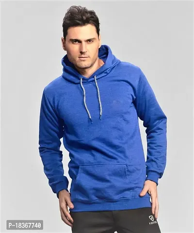 Men's Regular Fit Fleece Hooded Neck Winter Kangaroo Pocket Winter Wear Hoodie(Blue)
