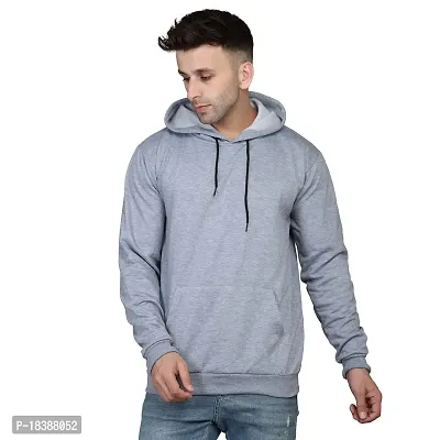 Men's REgular Fit Fabric Fleece Kangaroo Pocket Hooded Neck Winter Wear Hoodie (Grey)