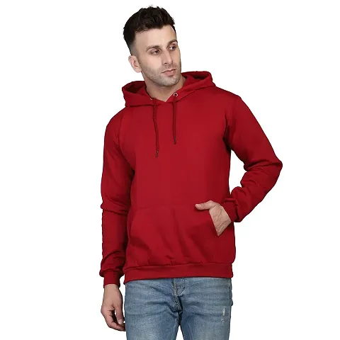 Men's Regular Fit Fleece Full Sleeve Hooded Neck Kangaroo Pocket Winter Wear Hoodie (Maron)