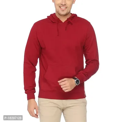 Men's Regular Fit Fabric Fleece Hooded Neck Winter Wear Hoodie (Maron)-thumb0