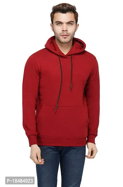 Men's Regular Fit Fleece Hooded Neck Full Sleeve Winter Wear Hoodie (Maron)-thumb0