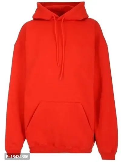 Men's Reguar Fit Full Sleeve Fabric Fleece Hooded Neck Kangaroo Pocket Winter Wear Hoodie(Red)